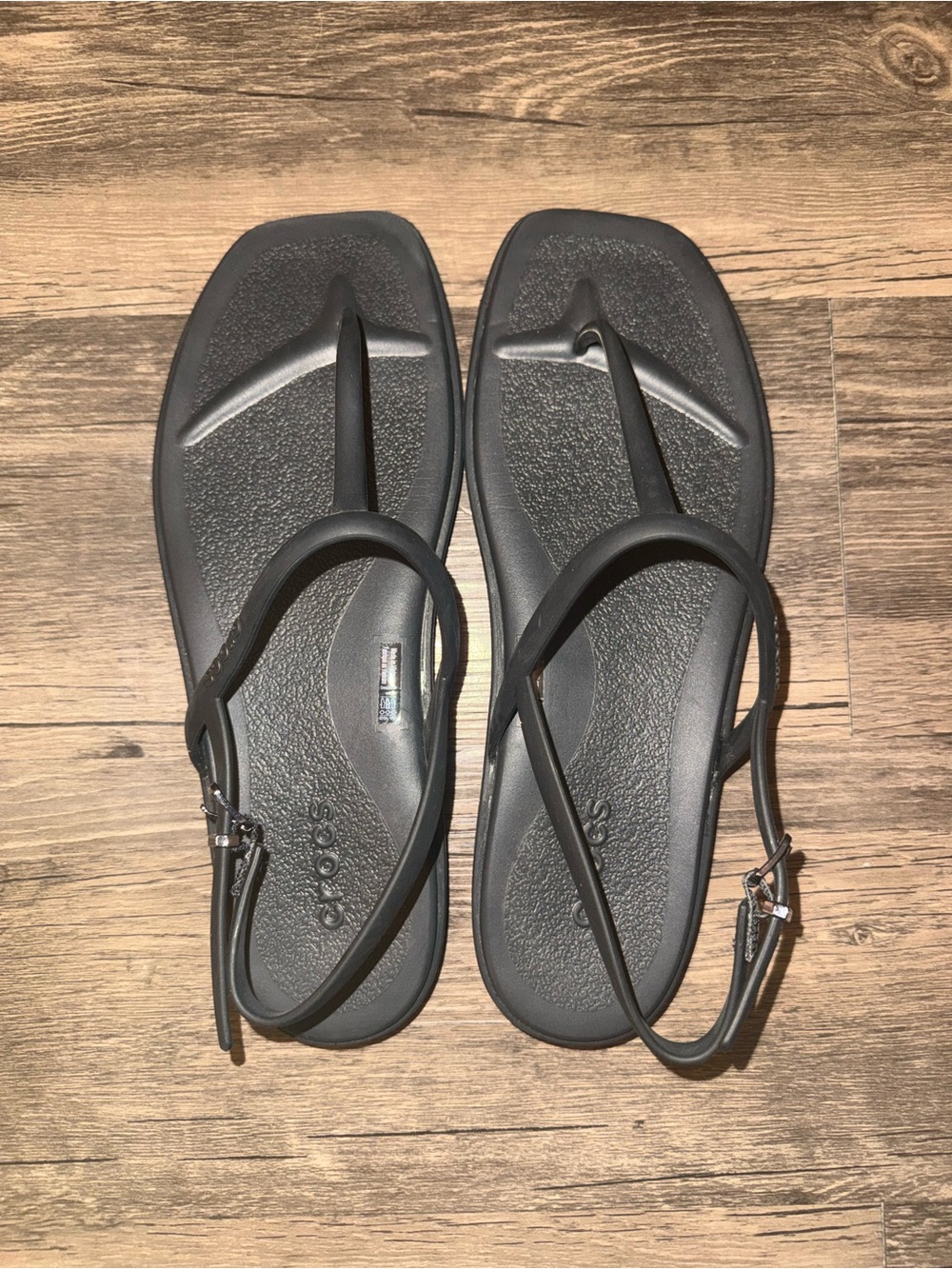Crocs Miami Square Toe Sandals Size 9 Black NWOT